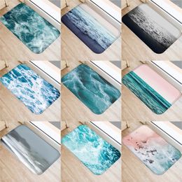 Tapijten zhenhe blauwe zee en golven mat patroon print deurmat anti slip vloer tapijt voor badkamer keukenang tapijten home decor