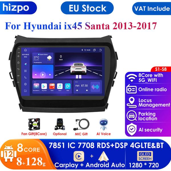 Carplay 4G 2 Din Android 12 autoradio lecteur vidéo multimédia pour Hyundai Santa Fe 3 2013-2017 IX45 Navigation GPS stéréo DSP BT