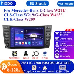 Carplay 4G 8 "DSP Android 12 lecteur multimédia de voiture GPS WIFI BT RDS Autoradio pour Benz classe E W211 W463 W219 W209 2004-2011 PC