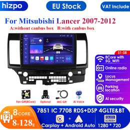 Autoradio Carplay 4G Android 12 pour Mitsubishi Lancer 2007 - 2012 lecteur vidéo multimédia 2 Din WIFI Navigation GPS stéréo DSP