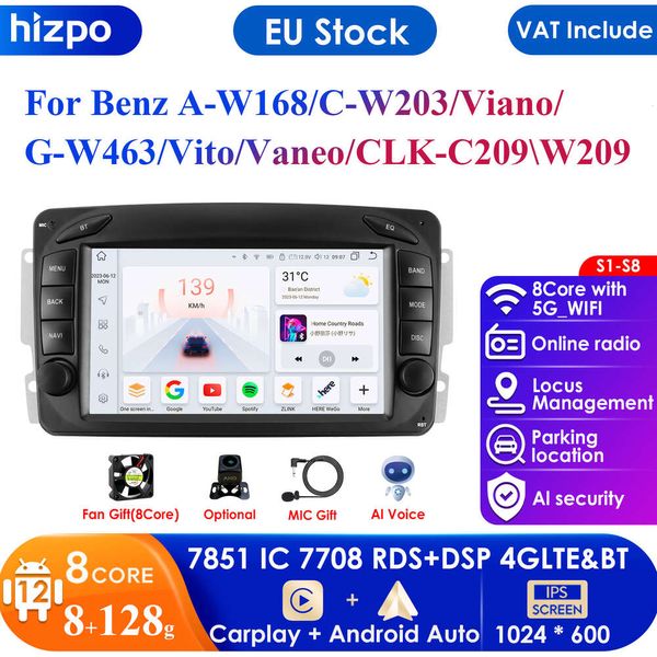 Carplay 4G-LTE 7 ''2din Android Autoradio GPS pour Mercedes Benz W203 Vito W639 W168 Vaneoclk W209 W210 Audio WIFI Autoradio RDS