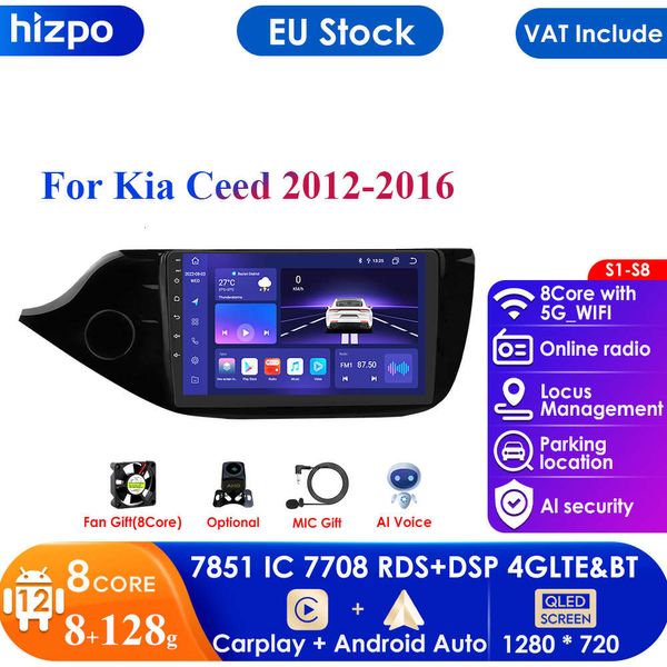 Carplay 4G-LTE AI voix 2 Din Android Auto Radio pour KIA CEED JD Cee'd 2012-2017 voiture multimédia GPS 2din Autoradio unité principale BT