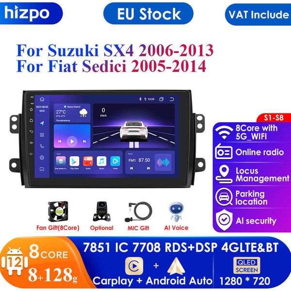 Autoradio Android Carplay 4G-LTE pour Suzuki SX4 2006-2013 Fiat Sedici 2005-2014 lecteur vidéo multimédia GPS 2din Audio stéréo BT