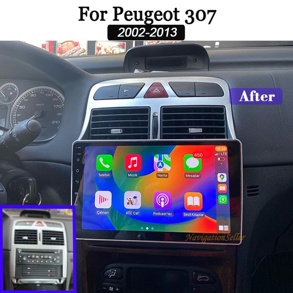 Radio Android Carplay pour Peugeot 307 2002-2013 Écran tactile 9 pouces Android Auto GPS WiFi Bluetooth FM RDS Radio USB Lecteur stéréo automatique Navigation Multimédia CAR DVD