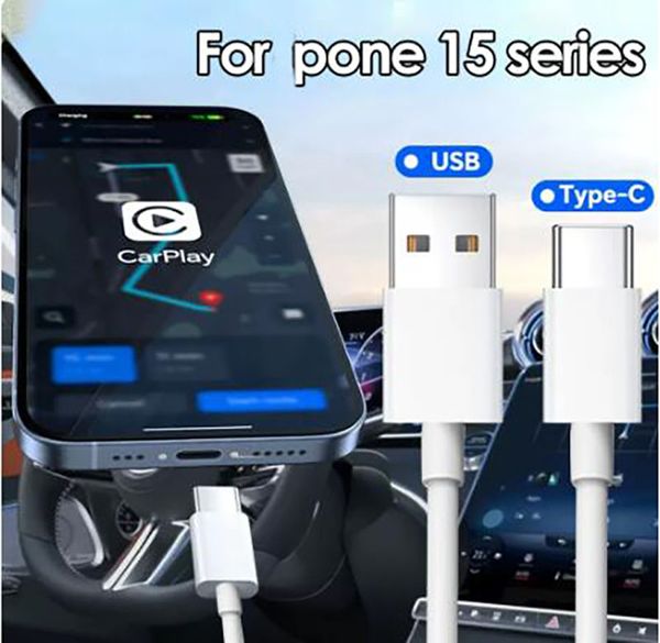 Câble Carplay pour téléphone série 15 USB A vers USB C câble de charge rapide cordon de données de téléphone portable pour Xiaomi galaxy et autre appareil à port type-c