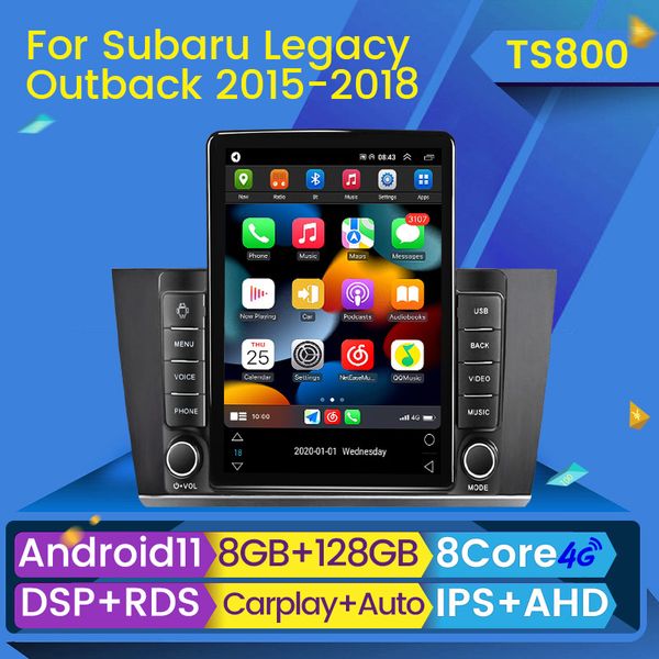 Lecteur Carplay Android 11 voiture dvd multimédia Radio stéréo pour Subaru Outback Legacy 2015-2018 GPS Navigation tête unité BT