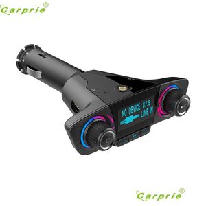 Carprie Bluetooth Draadloze Auto Mp3 Speler Handen Kit Fm-zender A2Dp 2.1A Usb-oplader Led Display Modator Drop Levering