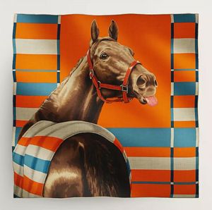 Carre Rocabar de Rire Designer Print Sjalhals Horse Motief Mode Satijn veelzijdige wrap twill zijden sjaal vierkant kerchief turbans kanten hoofdband