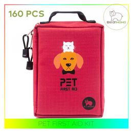 Carrier Bearhoho 160 piezas portátil botiquín de primeros auxilios para mascotas suministros médicos bolsa de almacenamiento Molle kit de supervivencia para perros conjunto de bolsa de rescate de emergencia militar