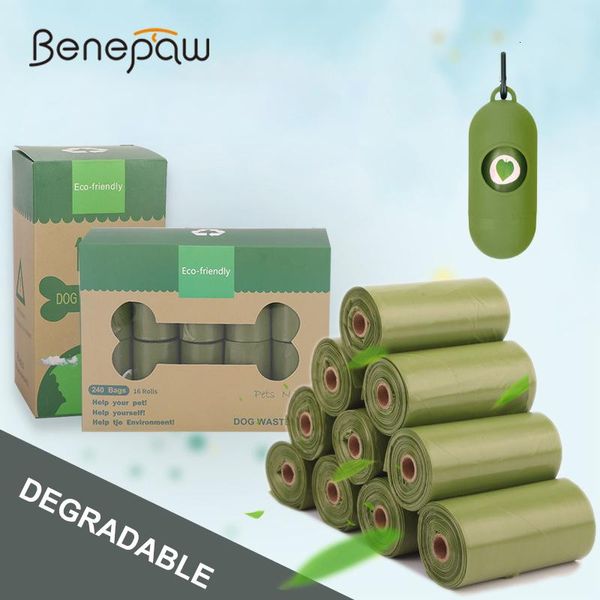 Benepaw – sac à excréments biodégradable pour chien, 120/240 pièces, sacs à ordures durables pour animaux de compagnie, distributeur gratuit de déchets pour chiots, facile à arracher