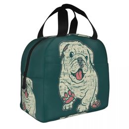 Carrier Sac à déjeuner isotherme en forme de bouledogue anglais pour femme, chien de compagnie britannique, refroidisseur thermique réutilisable, boîte à Bento, sacs de nourriture de voyage de camping