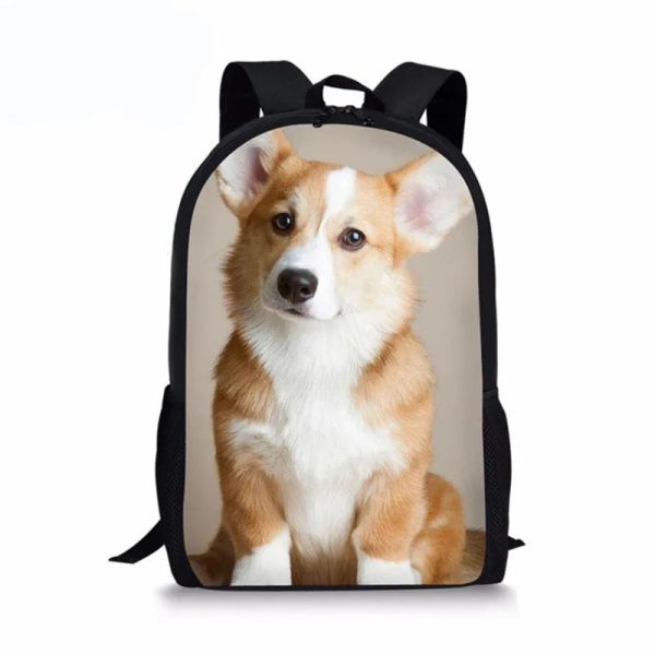 Carrier Cute Welsh Corgi Pembroke Dog Print Mochila escolar para niños Niñas Mochila para niños Mochilas para estudiantes Mochila para niños Mochila escolar informal