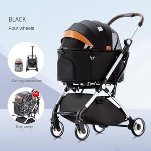 Carrier Luxury Pet Stroller Transport voor honden katten dieren afneembare vouwende huisdierwagen tas trolley carrier buis kooi reiswandelingin