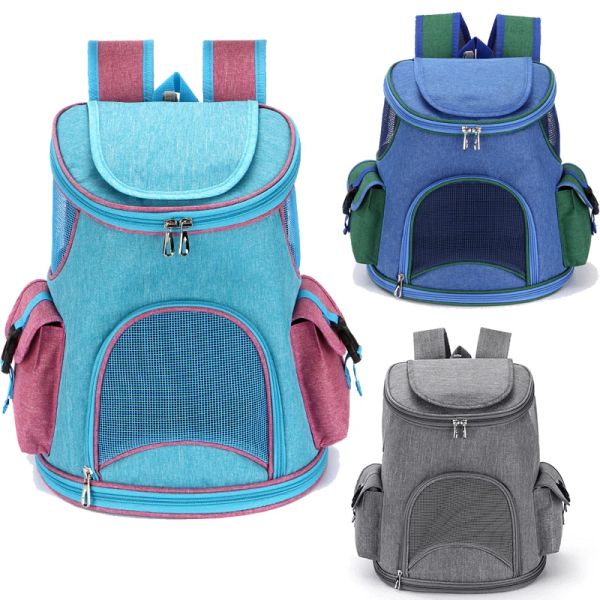 Sac de transport pour animaux de compagnie, sac à dos pour chat, stores à enroulement supérieur, sacs de transport pour petits chiens, sac de transport respirant en maille pour chien chaton, sacs à dos d'extérieur pour animaux de compagnie