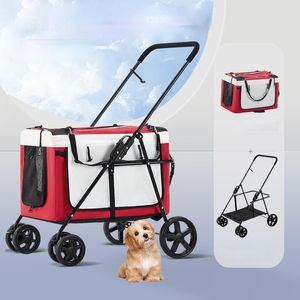 Transportador para mascotas, cochecito para perros, carrito para gatos, coche al aire libre, carrito pequeño, ligero, portátil, protección del medio ambiente, bolsa plegable para coche, tipo separado