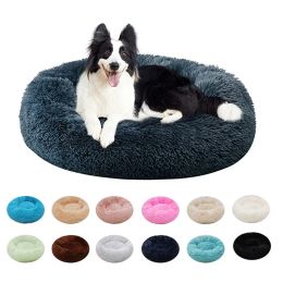 Chenil rond de transport pour animaux de compagnie, sac de couchage chaud, coussin long en peluche pour chien, tapis pour chiot, fournitures portables pour animaux de compagnie, super doux, produit tombant