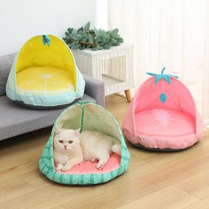 Drager Zomer Fruit Kattenmand Opvouwbaar Huisdiermand Gezellig Kitten Lounger Kussen Huis Cool Hond Mat Tas Voor Wasbare Grotkatten Bedden