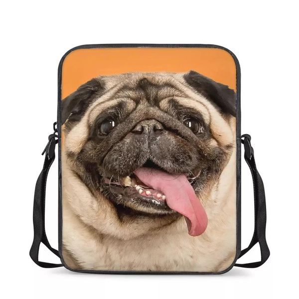 Carrier Women Dog Pug Sac à bandoulière pour femmes mini petits sacs carrés Étudiant mignon Nouvelle version coréenne messager enveloppe téléphone portefeuille