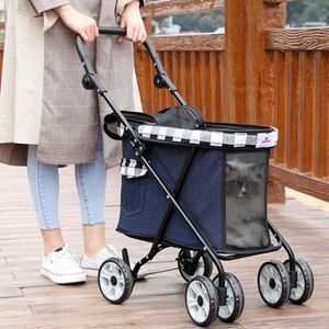 Dragers Grote wielen Opvouwbare drager voor huisdier Kat Hond Wandelwagen Kinderwagen Trolley Reiskooi Klik Snel opvouwbare lichtgewicht buitenwagen