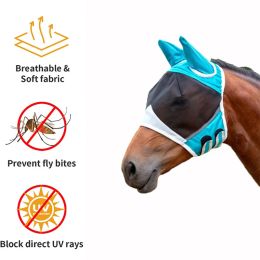 Dragers Ademend Paardenmasker Anti-muggenvlieg Paardenkap Anti-UV Huisdier Zomer Oogschild Oorinsecten Halfgelaat Mesh Vliegbeschermhoes
