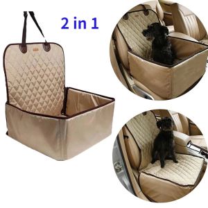 Carriers Funda para asiento de coche para perros 2 en 1, bolsa de viaje duradera, cama para mascotas con cinturón de seguridad y correa para funda plegable para asiento elevador de coche para gatos