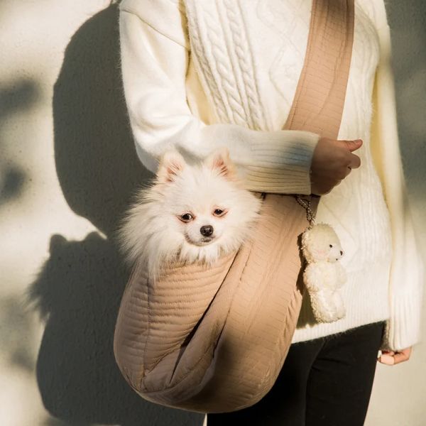 Portadores Corea Mascotas Perros Bolsa de transporte Moda Gatos Cachorro Viaje al aire libre Perro Bolsa de hombro Algodón Solo cabestrillo Bolso Confort Bolsa de asas