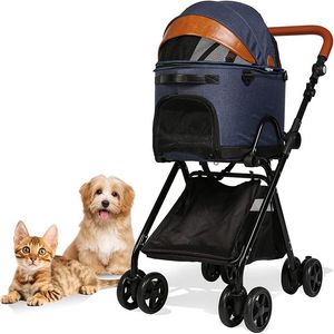 Carriers Cochecito plegable de lujo para mascotas para perros y gatos medianos