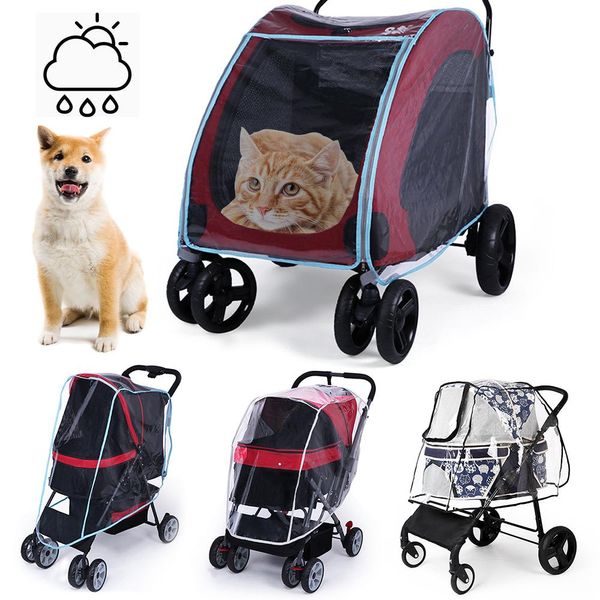 Transporteurs Chariot pour animaux de compagnie Poussette Housse de pluie Chariot Poussière Landau Buggy Housse de pluie Bouclier Protection Uv Housse de pluie et de neige imperméable poussettes