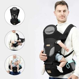 Dragers Slings Backpacks 4 In1 Baby Carrier taille ontlasting met opbergzak kangoeroe schouder swaddle sling baby wrap ergonomische rugzak hiapeat t240509