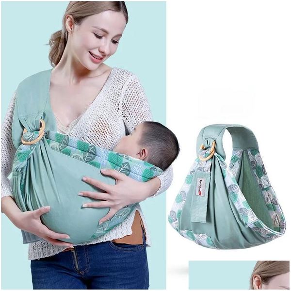 Portadores Eslingas Mochilas Portabebés Eslinga para bebés Envoltura natural transpirable Recién nacidos Algodón suave Enfermería Er Mti Breastf funcional Dh19D