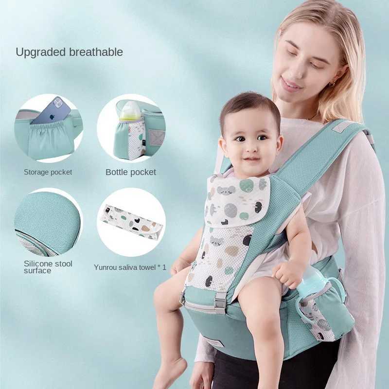 Carriers Slings Backpacks Ergonomic Baby Carrier Waist Stool Backpack WithStorage Bag Hip Seat Swaddle Sling Infant Carrier Front Facing Kangaroo For Baby Y240514