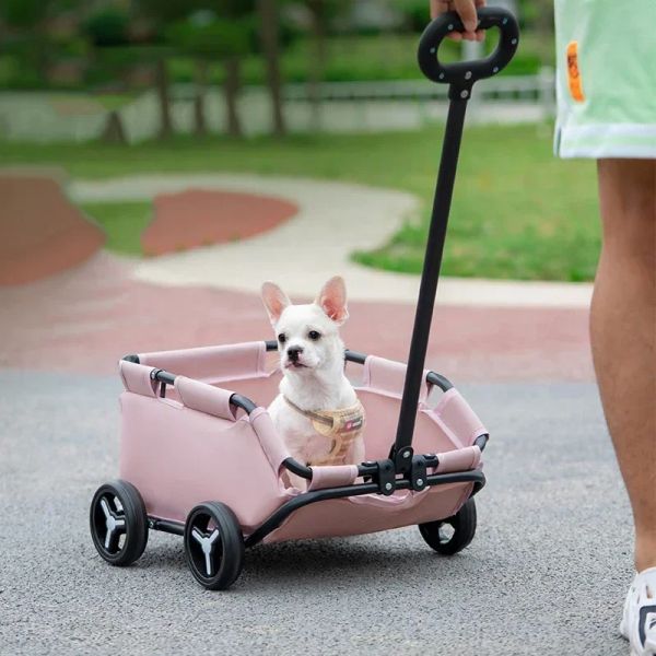 Carriers Cochecito para Mascotas pequeño Perro Gato Teddy Cochecito de bebé para Viaje Cochecito para Perros para Mascotas Ligero Plegable Cuatro Ruedas Absorción de Impactos Coche para Mascotas