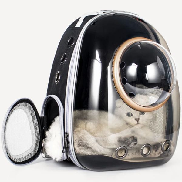 Portadores de calidad superior Astronauta Cápsula espacial Transpirable Coche Bicicleta Ventana Burbuja Gato Perro Viaje Bolsa de transporte Mochila transparente para mascotas