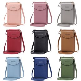 Carrken mobiele telefoon tas dames crossbody tas nieuwe Koreaanse mode schoudertas tweeledige functionele vaste kleur pu mini tas