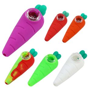 Carotte main pipe silicone fumer pipes verre dab rigs mignon forme végétale fumée accessoires et raccords couleur différente en option