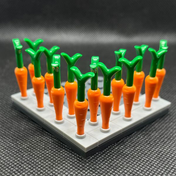 Carrot avec feuilles vertes bloc de construction pièces MOC Pièces de briques pour les jardins de lapin compatibles 33172 20pcs / lot
