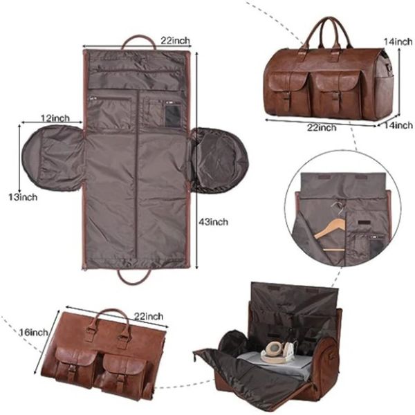 Bolsa de ropa de mano Bolsa de lona grande Bolsa de viaje para traje Bolsa de fin de semana Bolsa de vuelo con bolsa para zapatos para hombres y mujeres 240109