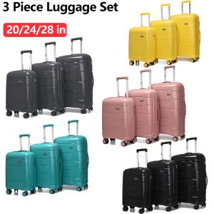 Carry-ons 3 stcs bagageset familie reiskoffer set pp luggag set met spinner wiel 20/24/28 inch bagageset