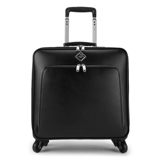 Carry-ons Hot! Nuevo 16/20/20/24 pulgadas Marca de negocios Bag de cuero genuino Bolso de equipaje enrollable sobre ruedas Bolso de viaje de cabina