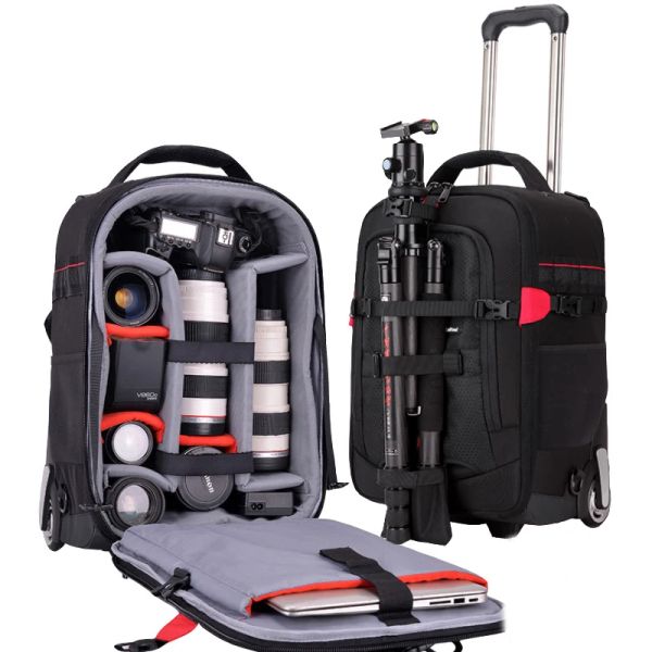 Carrys Hot! Nouveau sac de voyage à l'épaule, sac à dos de photographie, sac de caméra professionnel, valise de chariot, sac à bagages roulant pour hommes