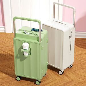 Carry-ons Travel Suitcase on Wheels Femme bagages roulants Sortie sur le chariot de cabine avec une valise de socket USB pour roues 360 Valises