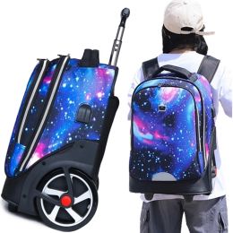 Mochilas de carro de carro para adolescentes mochila con ruedas para niñas mochila de puerto usb en ruedas bolsas rodantes