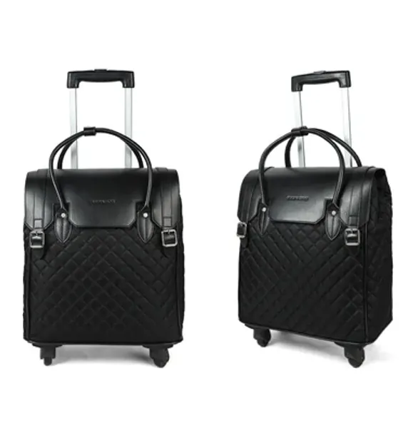 Carry-ons Women 20 pulgadas Madera de viaje enrollando bolsas de equipaje de viaje bolsas de tranvía ruedas