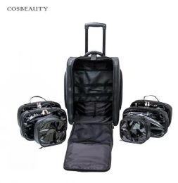 Carry-ons Femmes Rolling Cosmetic Organizer boîtier maquilleur artiste Train Train Train Trave Trolley Makeup Sac Wheels Beauty Nail Tools Kit Suitcase