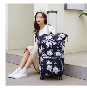 Carry-ons Women Soft Business Travel Bag With Wheels Travel Trolley Bagagetas Dames Dragen aan de hand Bagage Rolling Bagage-kofferzak