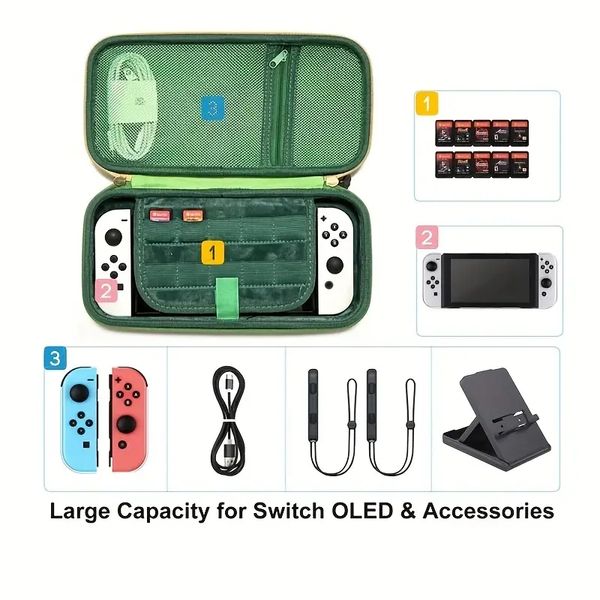 Estuche de transporte compatible con Nintendo Switch/Switch OLED, con 10 cartuchos de juegos Estuche de transporte de viaje de carcasa dura protectora para accesorios de consola