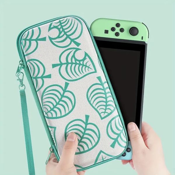 Estuche de transporte para Nintendo Switch/Switch OLED Model, Animal Leaf Crossing Hardshell Switch Case para Switch Console y accesorios, Cute Travel Carry Storage Bag