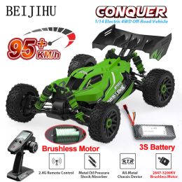 Auto's 1:14 95 km/H Brushless RC CAR Professional 4WD Electric High Speed Offroad Remote Control Drift Toys for Kids vs WLToys 144010