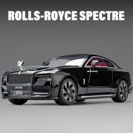 Autos 1:24 Rollsroyce Spectre Model de aleación Modelo de autos Costras de juguete Sound de fundición de metal y Light Tire del automóvil para niños para niños Vehículo