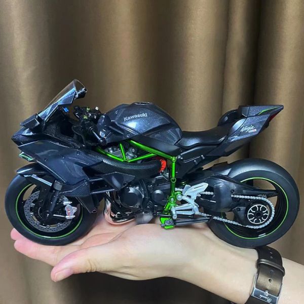 CARS 1: 9 KAWASAKI H2R NINJA MOTOCYCLES SIMULATION ALLIAG MOTORCYLE MODÈLE AGORDEURS Sound and Light Collection Toy Car Kid Gift